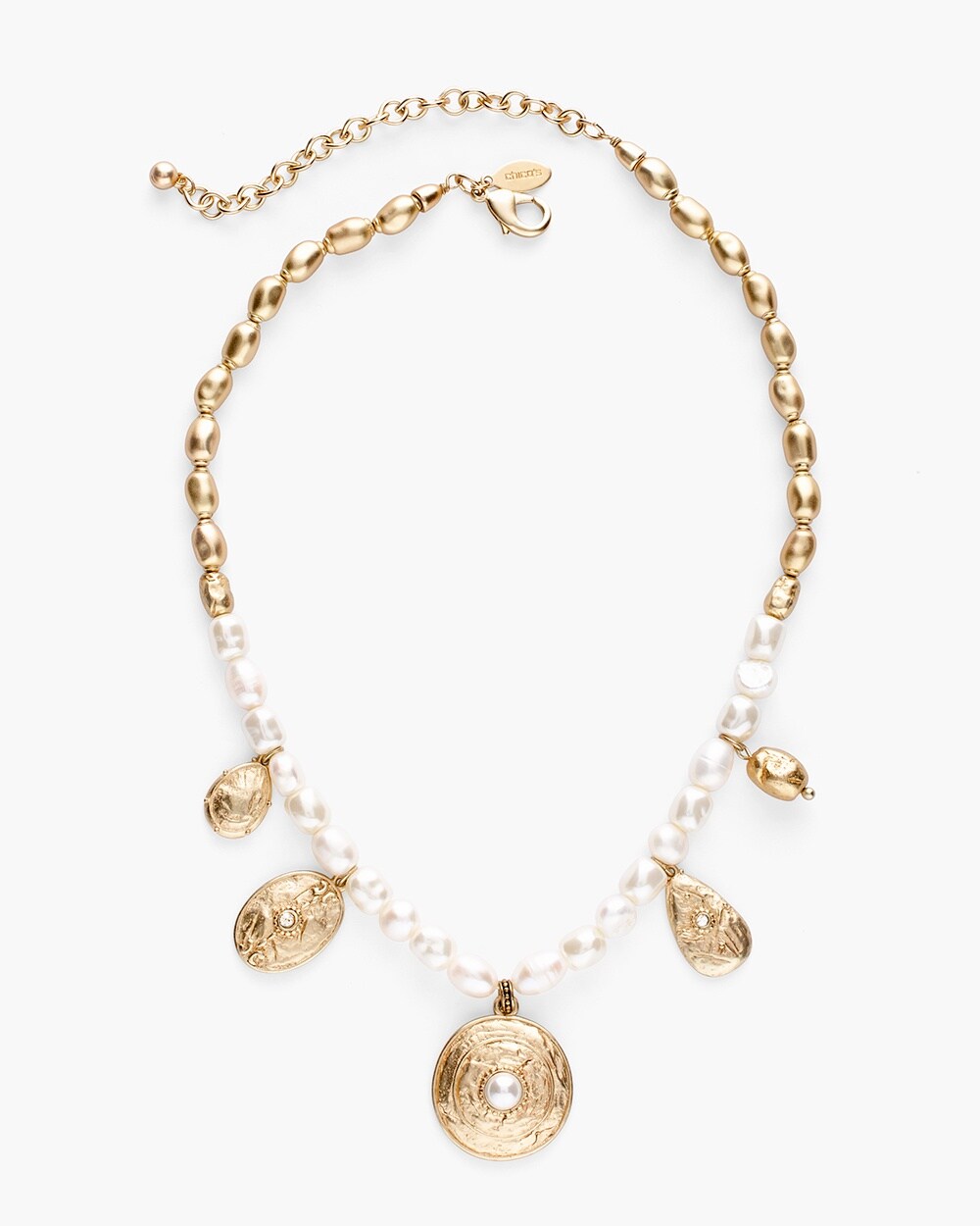 Short Faux-Pearl Pendant Necklace