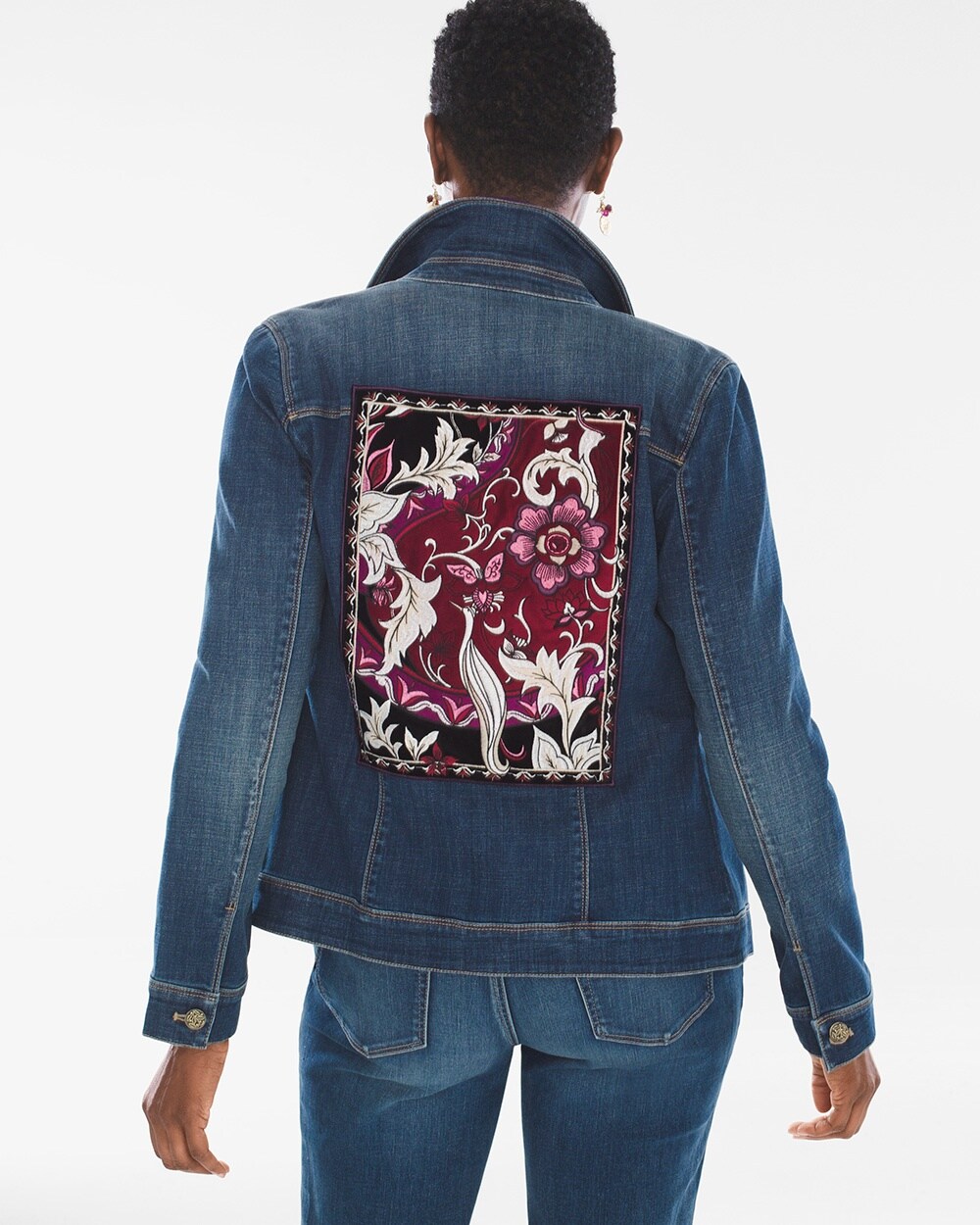 Embroidered Velvet Denim Jacket