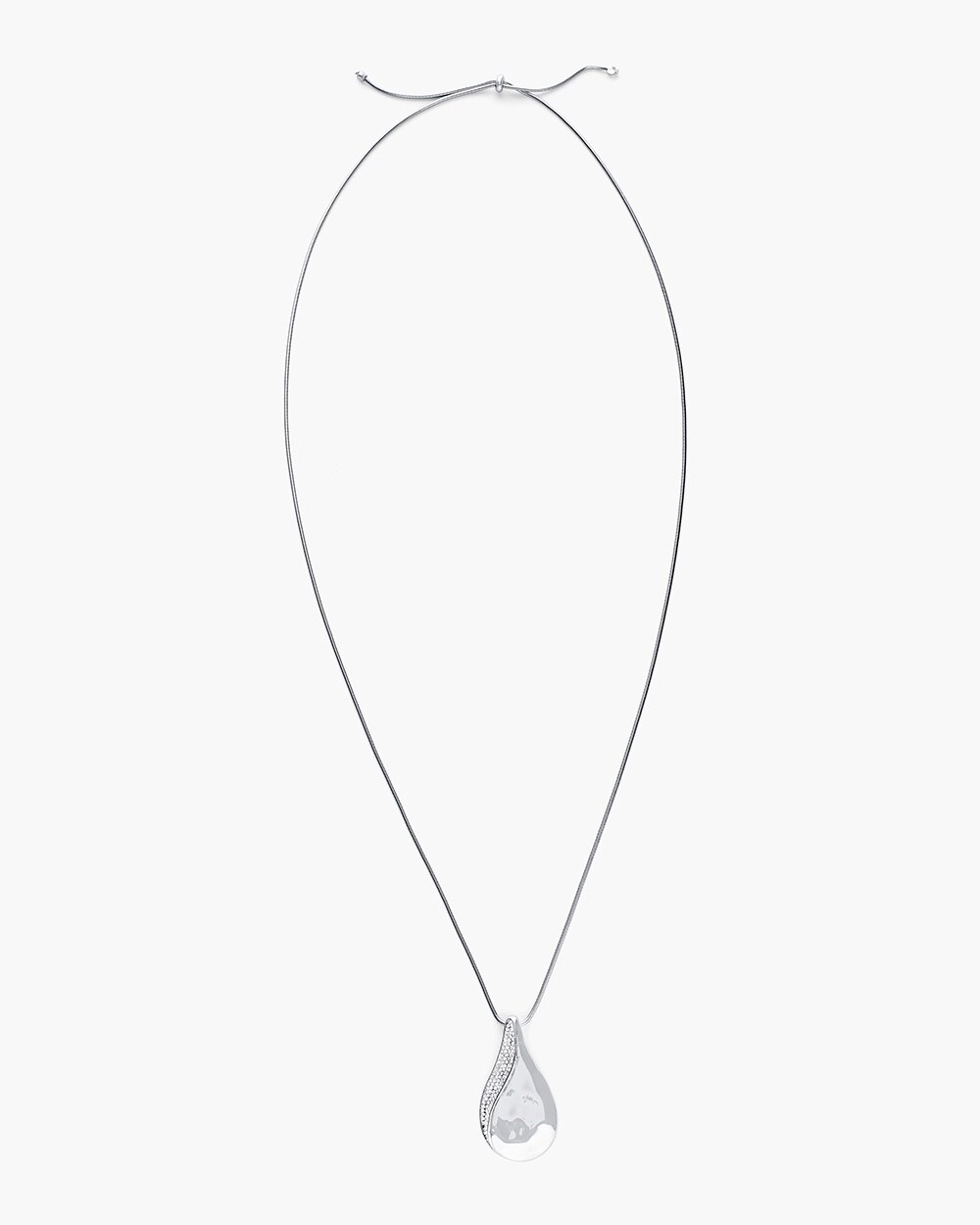 Silver-Tone Pave Single-Strand Necklace