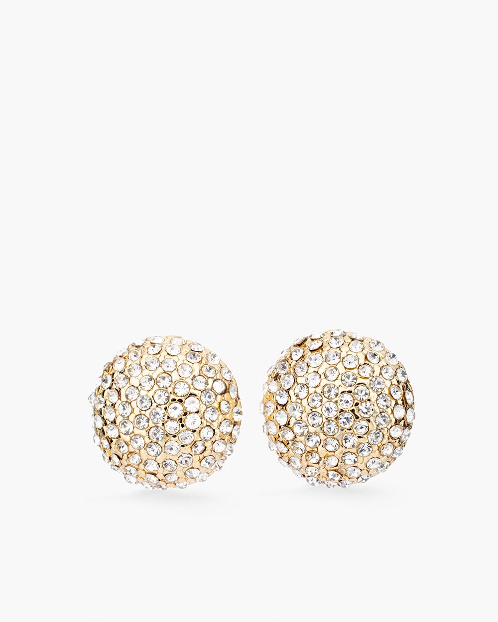Gold-Tone Pave Clip-On Stud Earrings