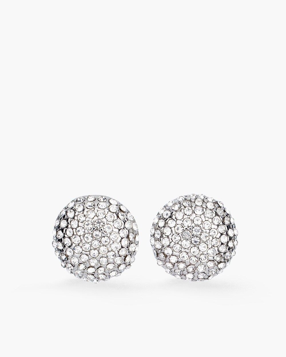 Silver-Tone Pave Clip-On Stud Earrings