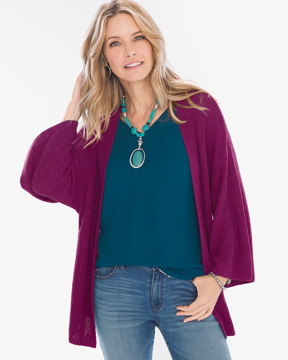 Ribbed Wide-Sleeve Cardigan