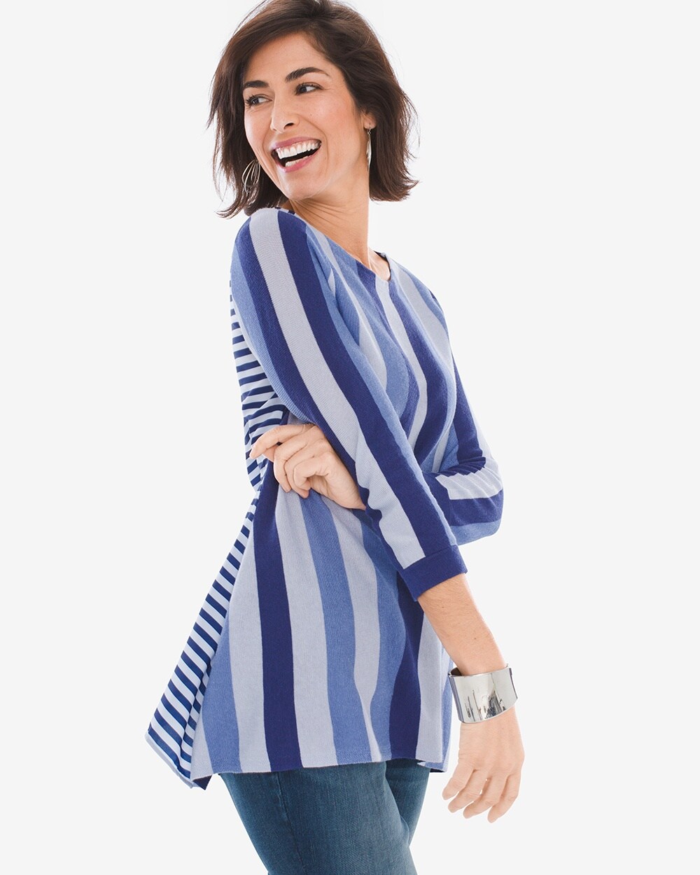 Mixed-Stripe Pullover Sweater
