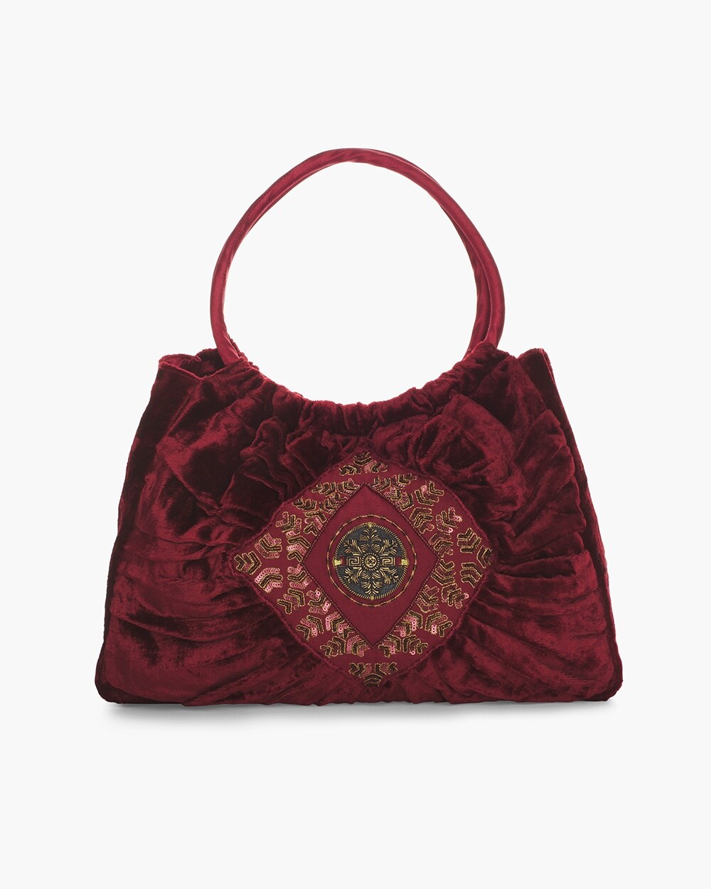 Embroidered Velvet Hobo Bag