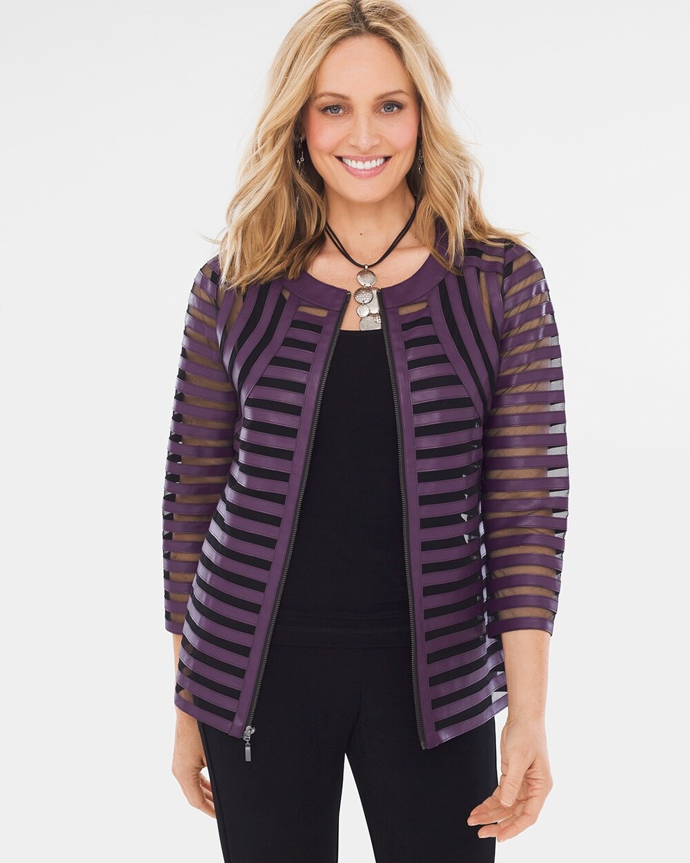 Travelers Collection Purple Strip Jacket