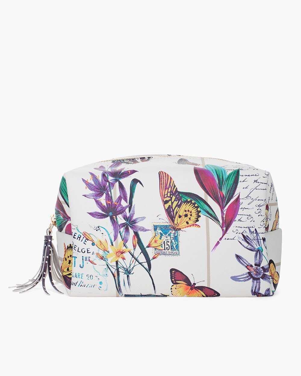 Botanical-Print Cosmetic Pouch