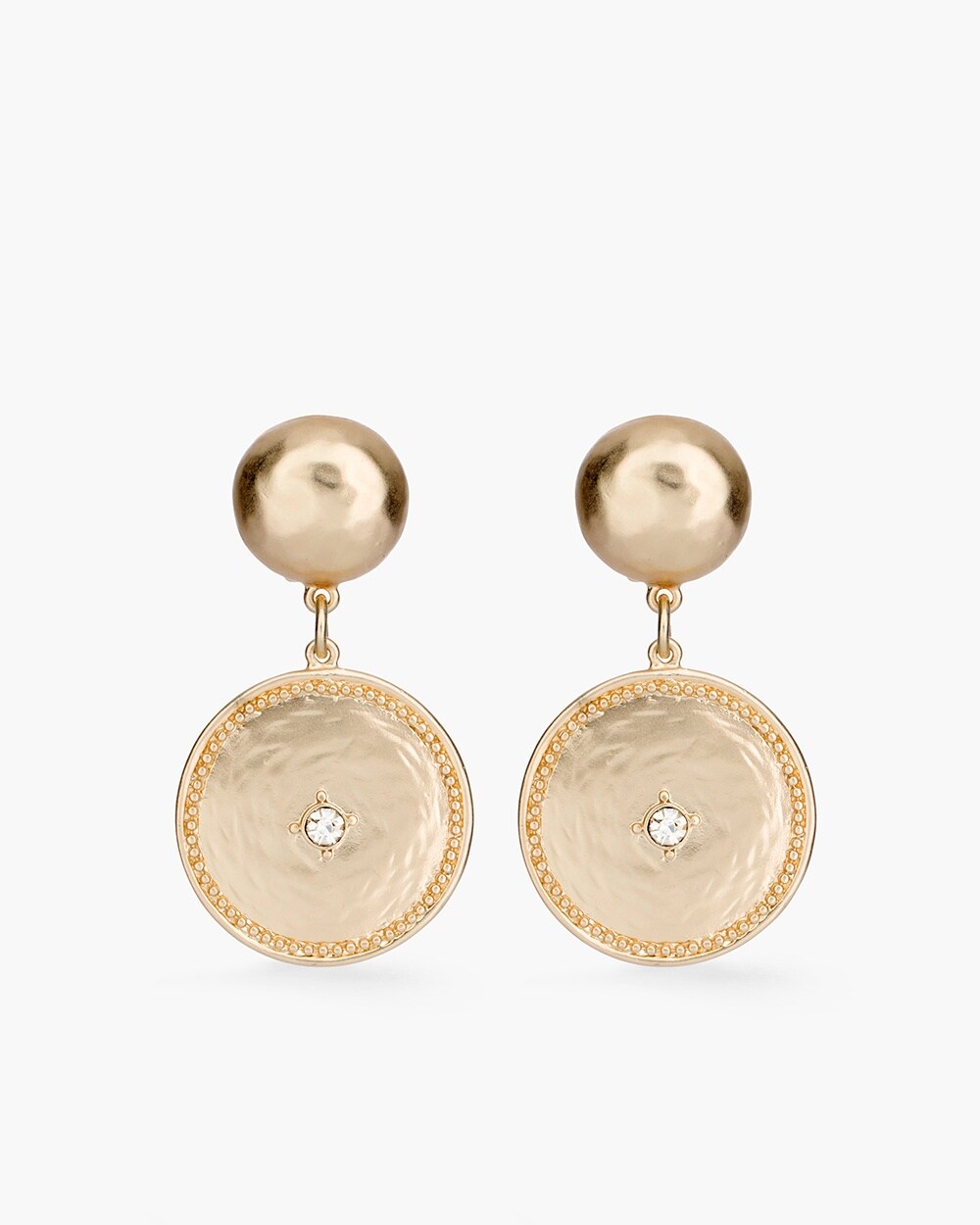 Textured Gold-Tone Clip-On Drop Earrings