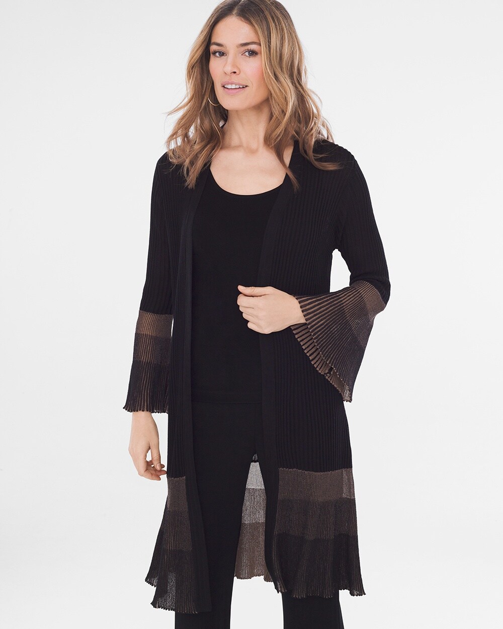 Travelers Collection Pleat-Detail Cardigan