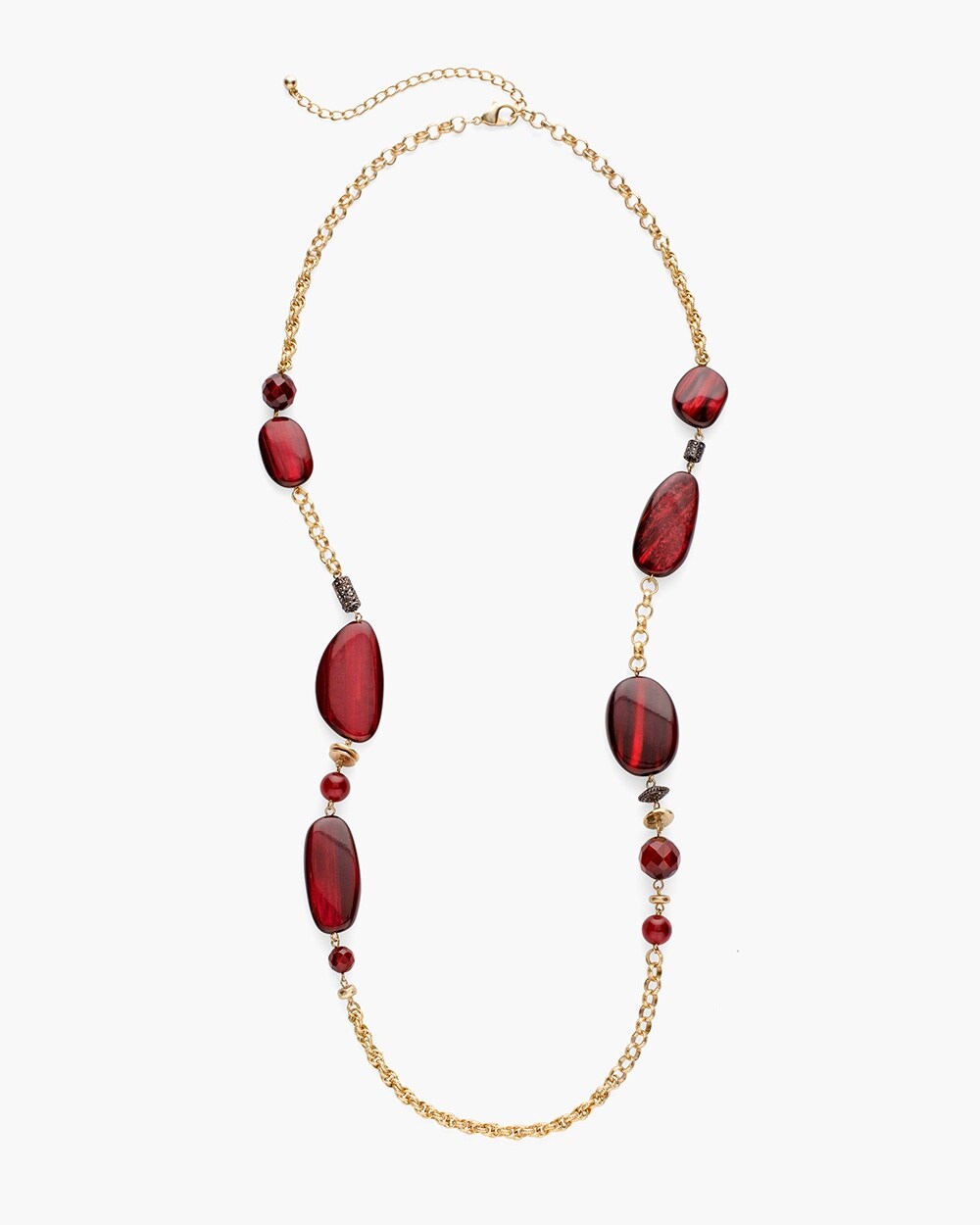 Red and Gold-Tone Single-Strand Necklace