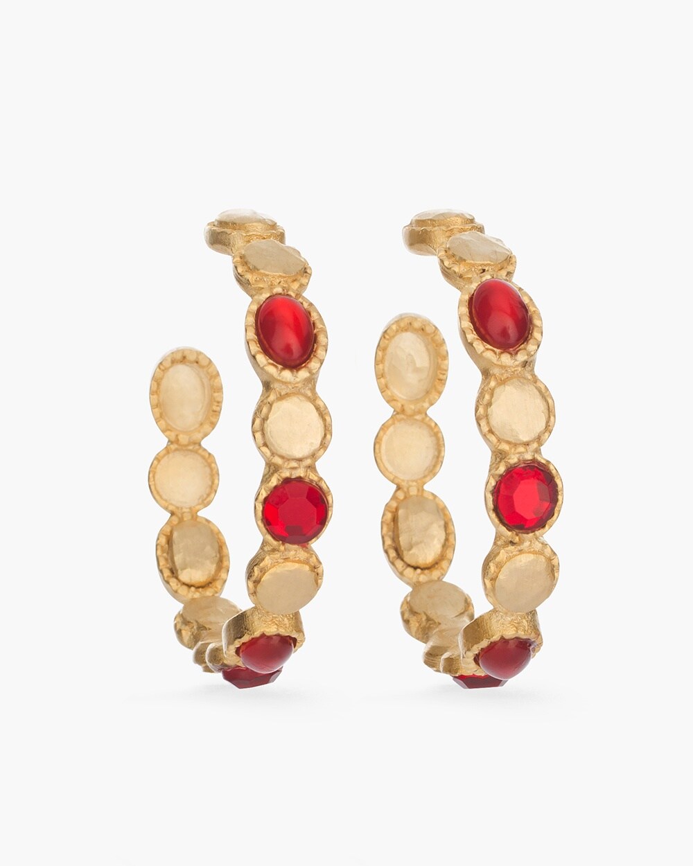 Red and Gold-Tone Hoop Earrings