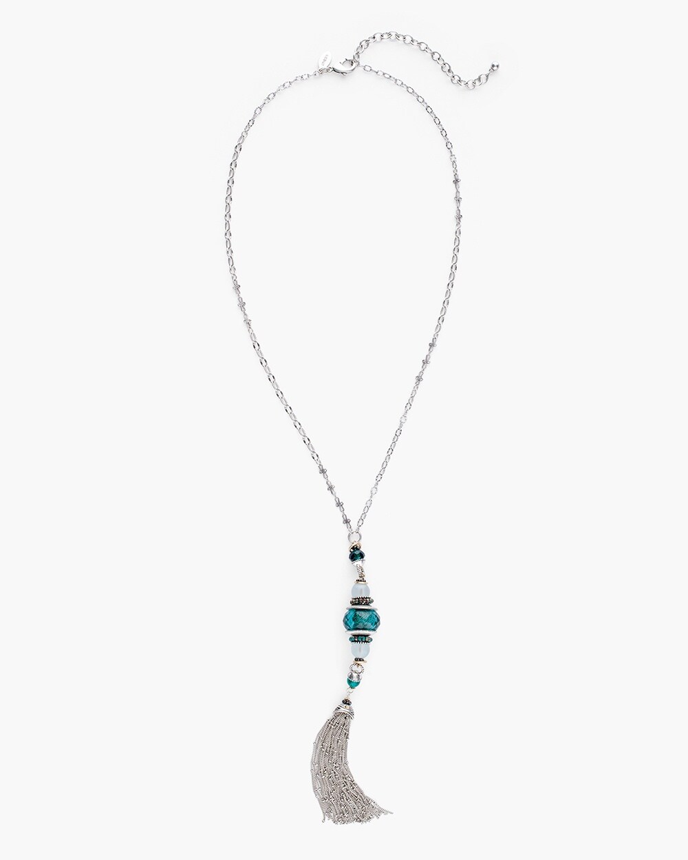 Teal Stone Tassel Necklace