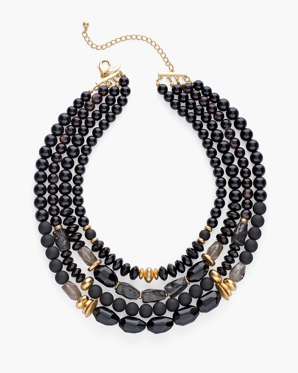 Black and Gold-Tone Multi-Strand Necklace