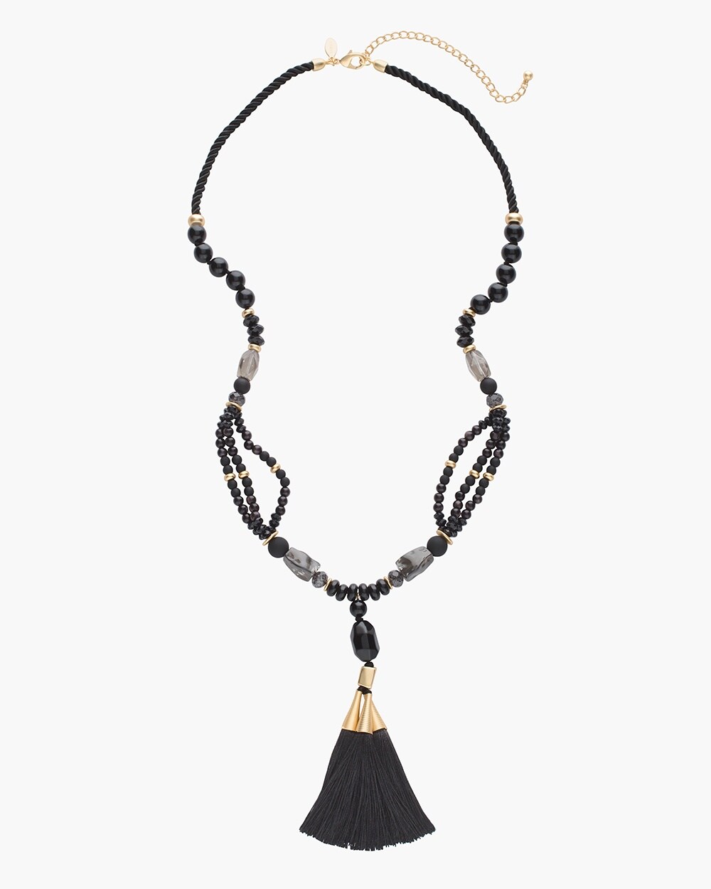 Black and Gold-Tone Pendant Necklace