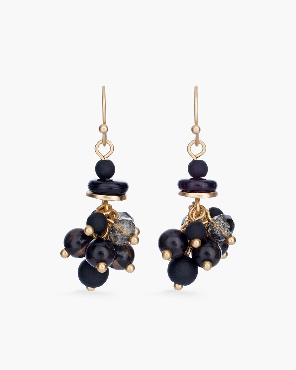 Black and Gold-Tone Cluster Earrings