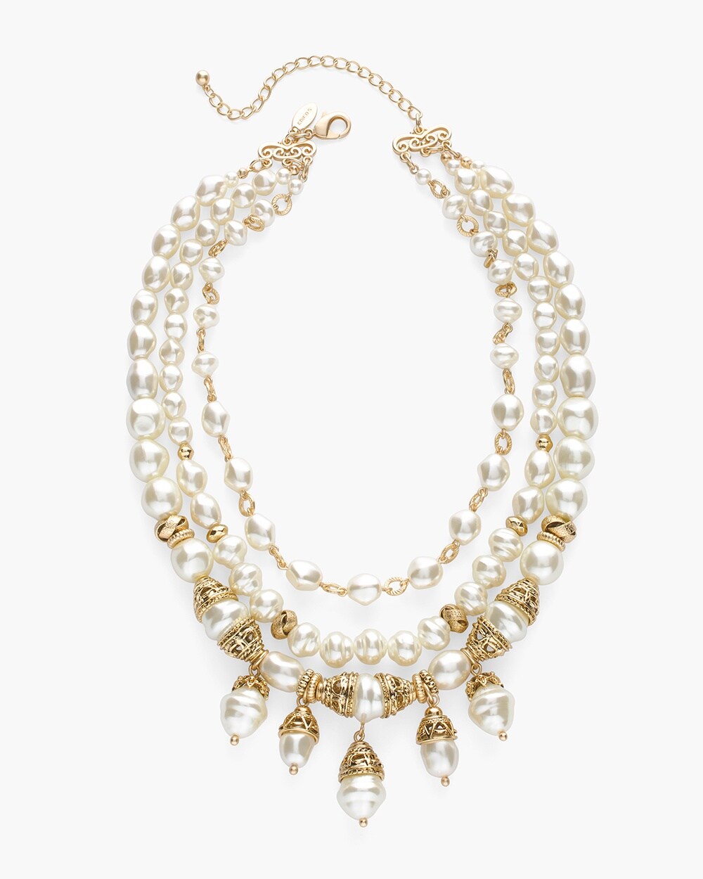 Gold-Tone and Faux-Pearl Multi-Strand Necklace