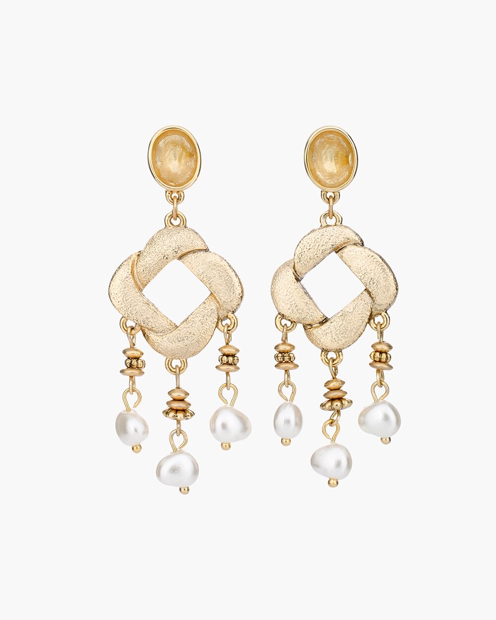 Gold-Tone and Faux-Pearl Chandelier Earrings