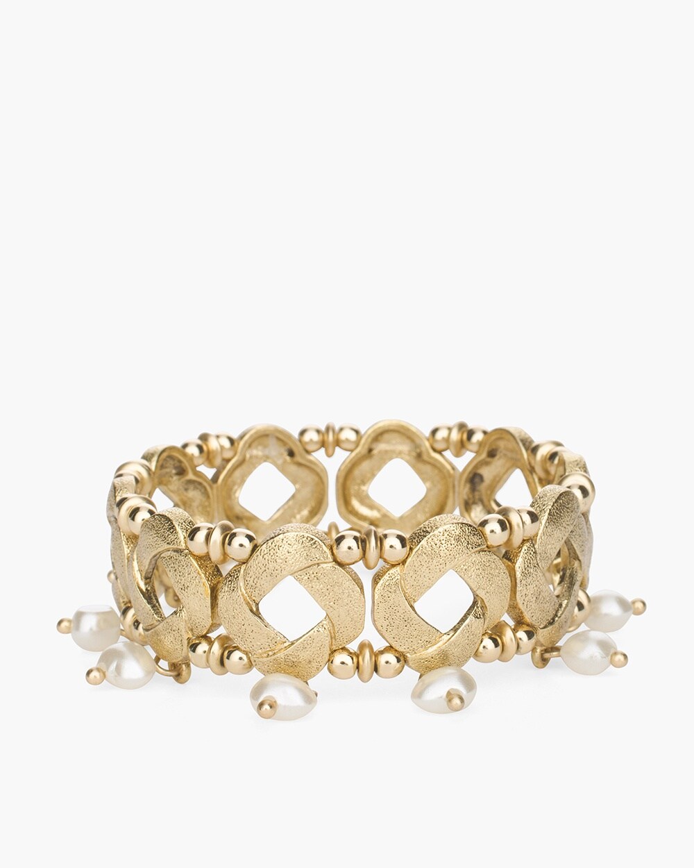 Gold-Tone and Faux-Pearl Stretch Bracelet