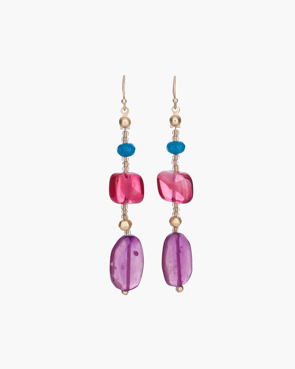 Multi-Colored Stone Drop Earrings