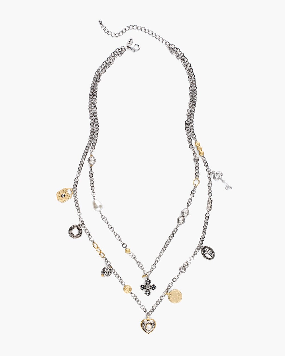 Mixed-Metal Double-Strand Charm Necklace