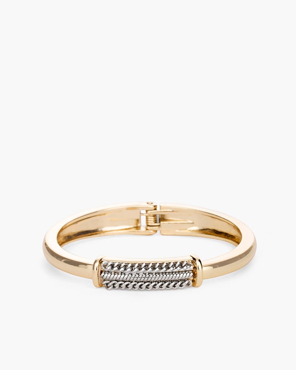 Gold-Tone Magnetic Bracelet With Silver-Tone Hinge