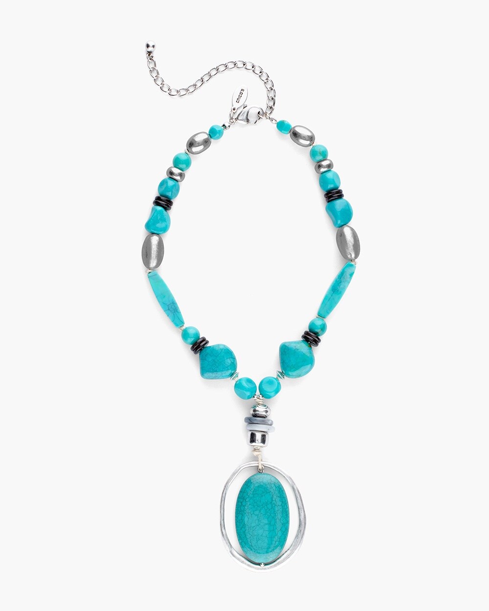 Short Aqua Pendant Necklace
