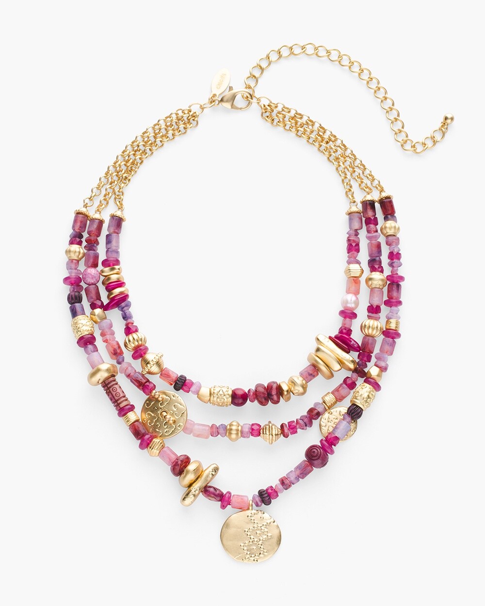 Short Pink Textured Multi-Strand Necklace