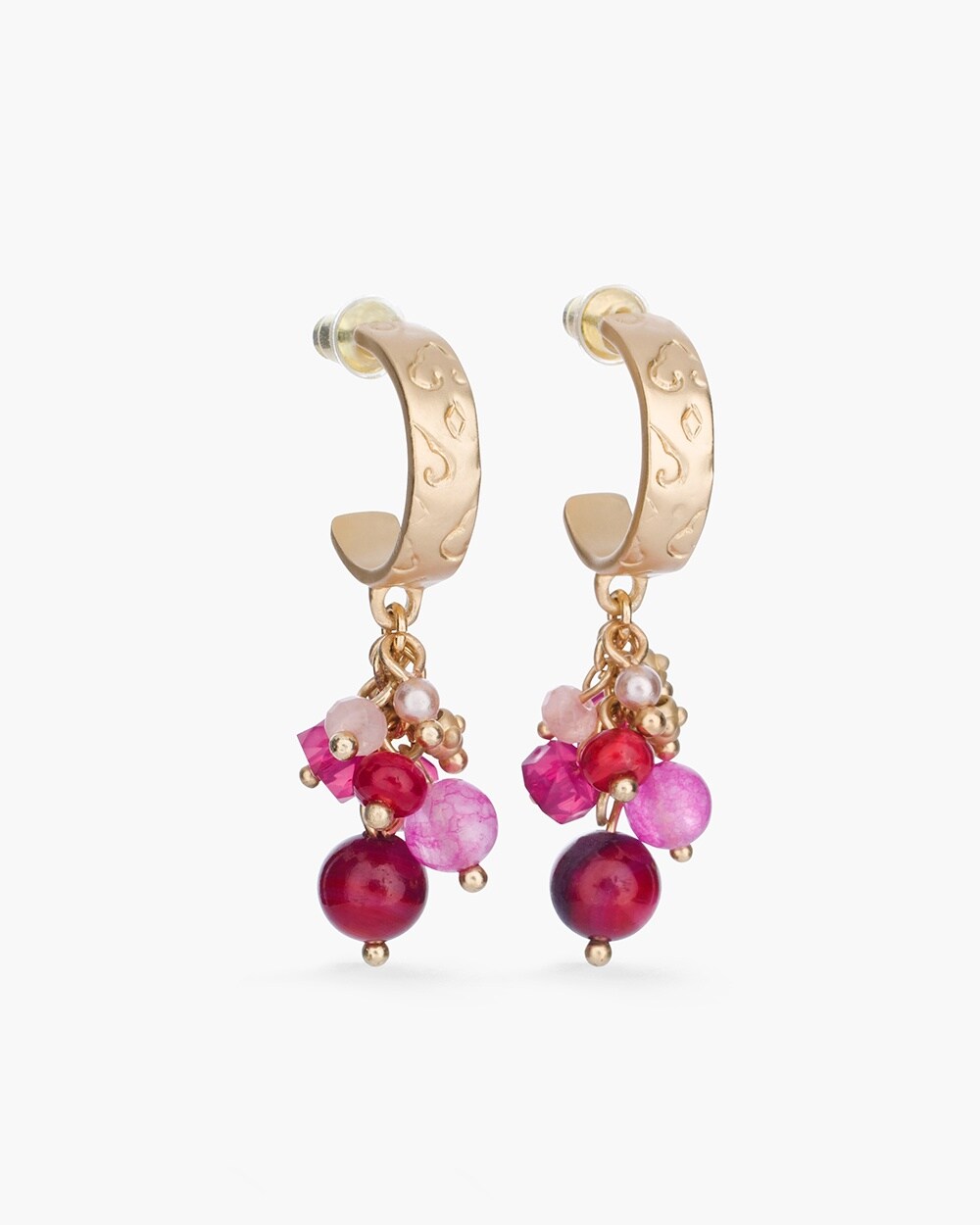 Pink Textured Cluster-Hoop Earrings