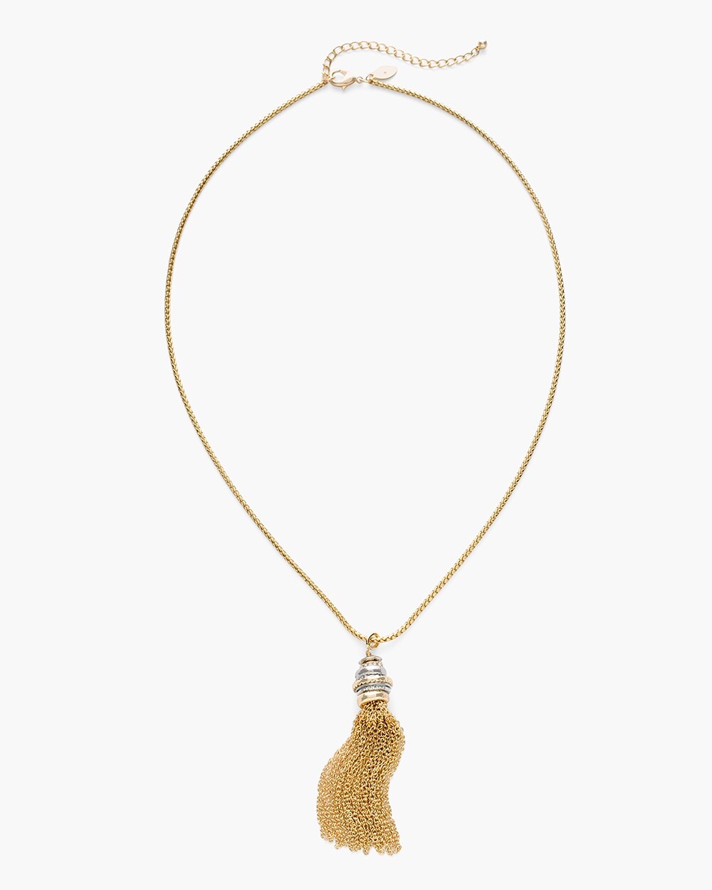 Mixed-Metal Ring Tassel Necklace