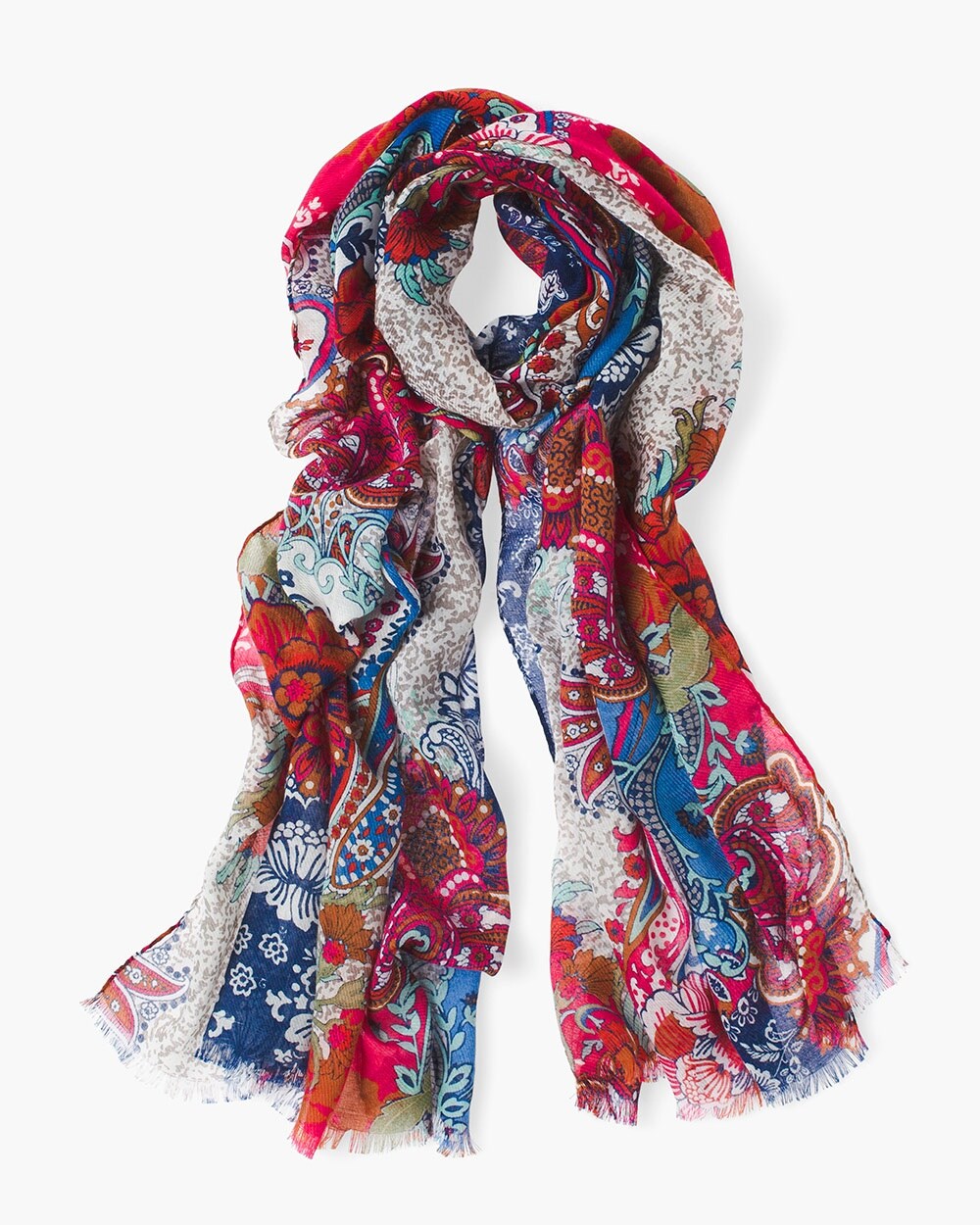 Multi-Colored Mixed-Print Scarf