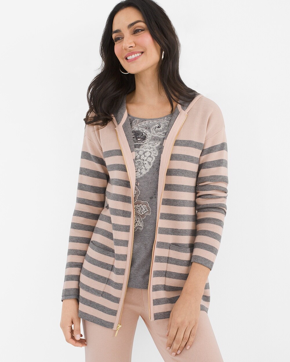 Zenergy Striped Cotton Cashmere-Blend Jacket