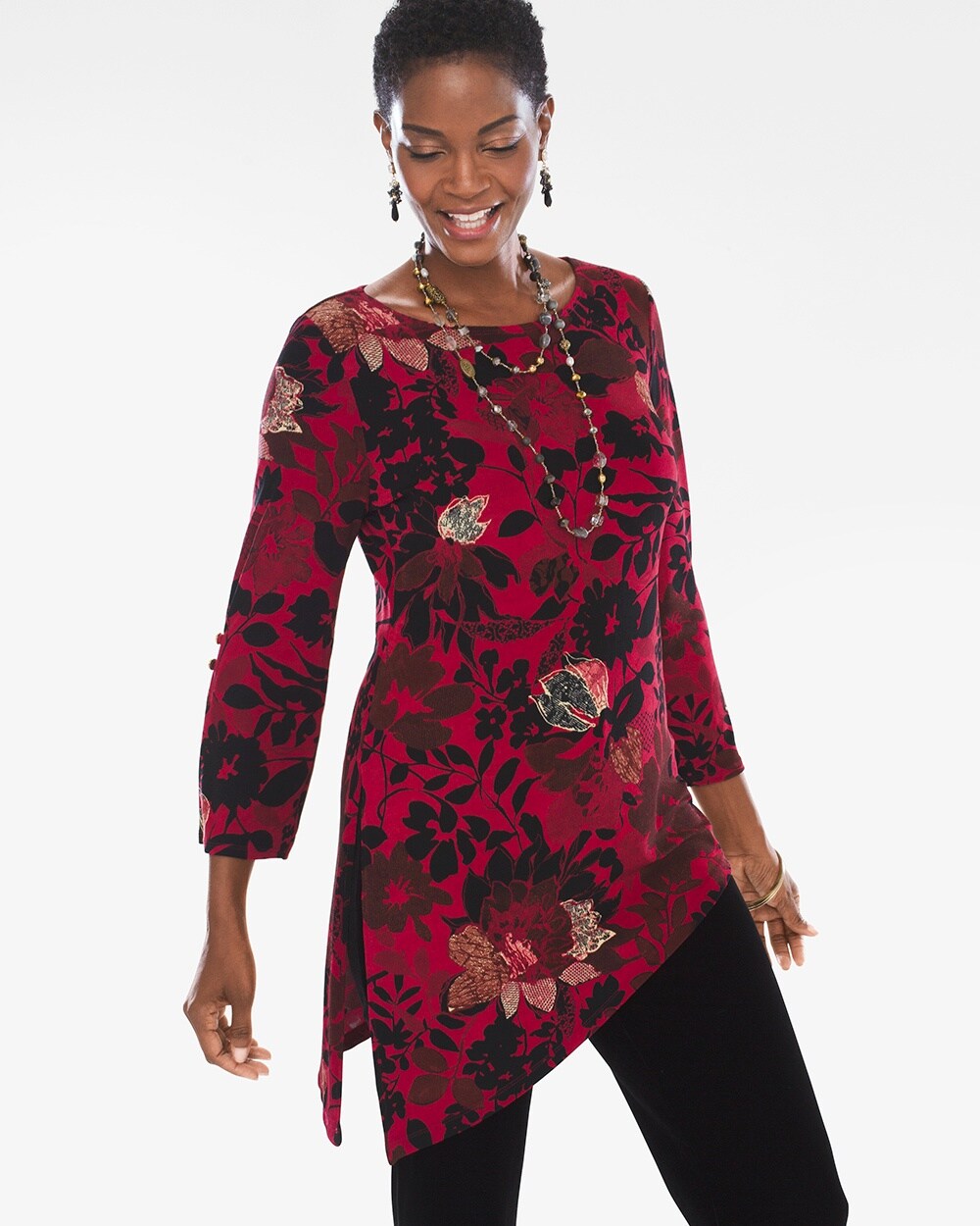 Travelers Classic Asymmetrical Floral-Print Top