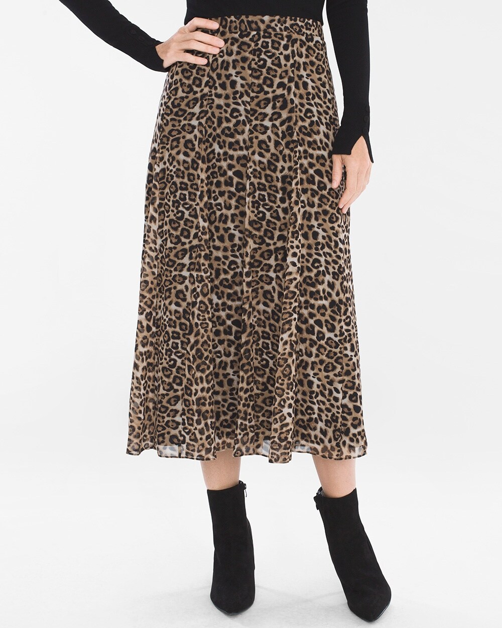 Pleated Leopard-Print Skirt