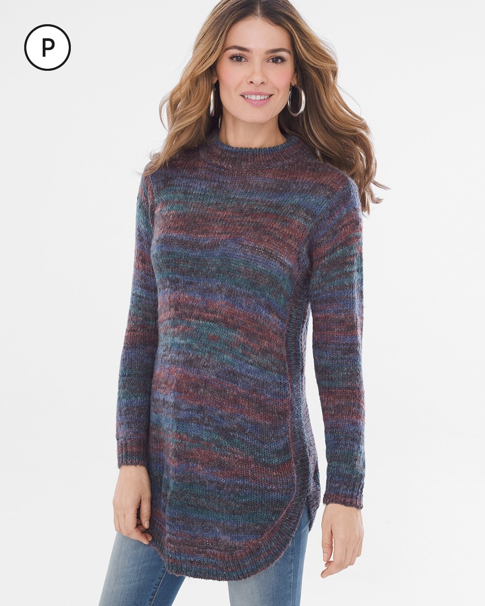 Petite Spacedye Striped Pullover Sweater