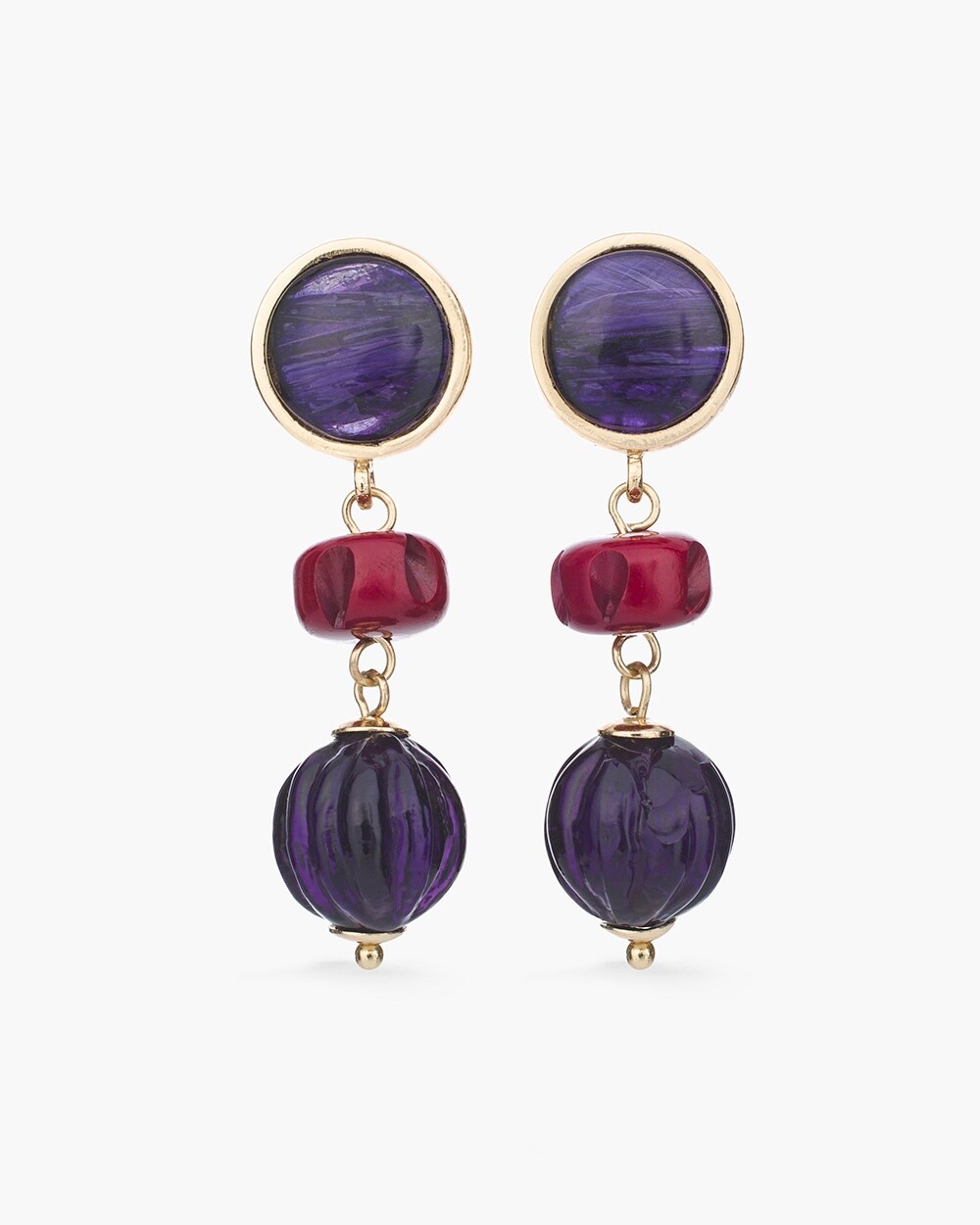 Red and Purple Linear Earrings