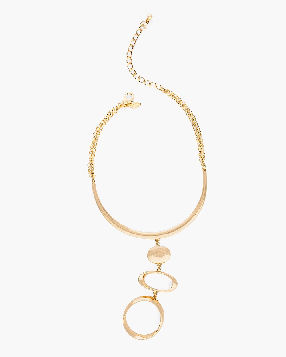 Sleek Gold-Tone Triple-Pendant Bib Necklace
