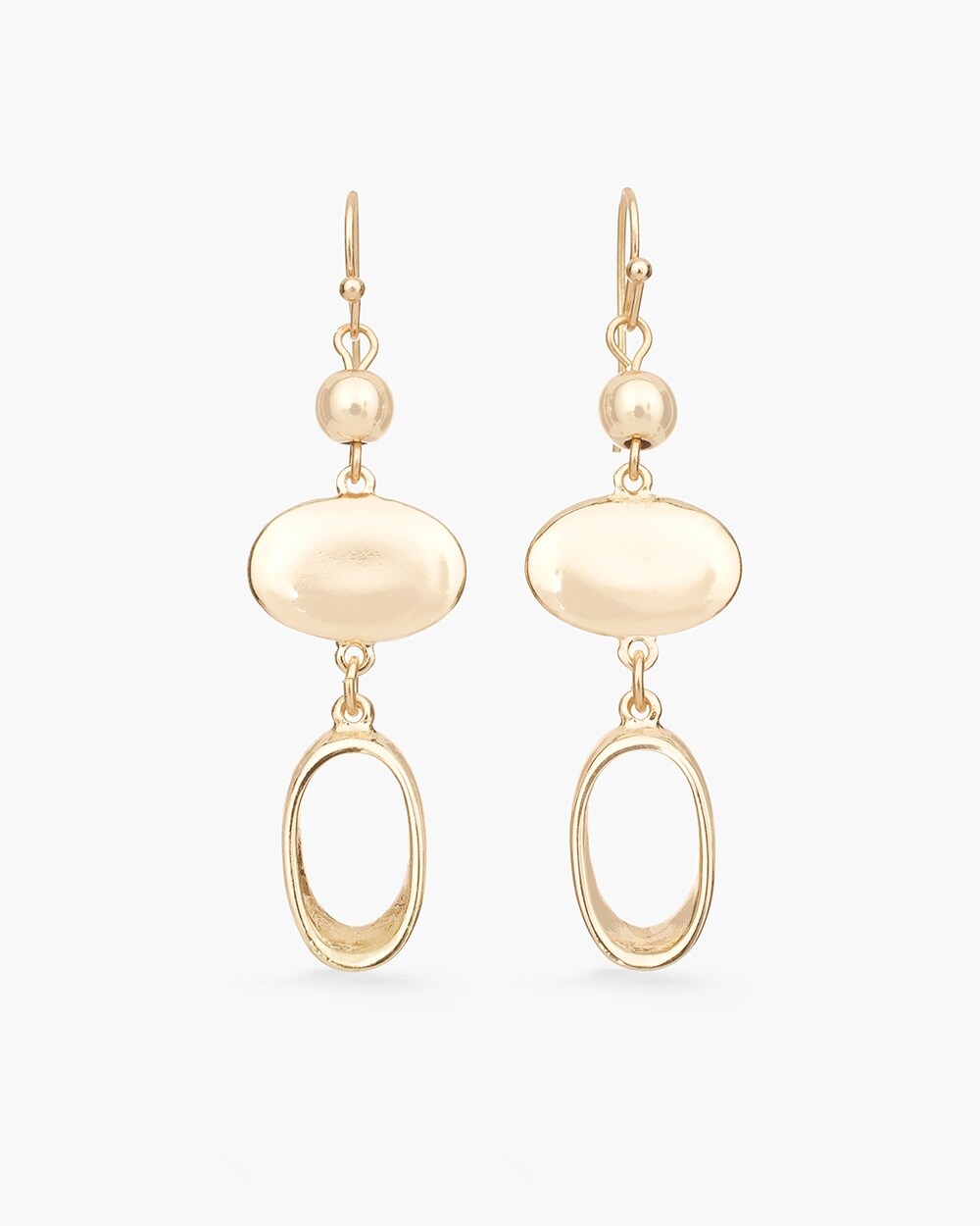 Long Sleek Gold-Tone Drop Earrings
