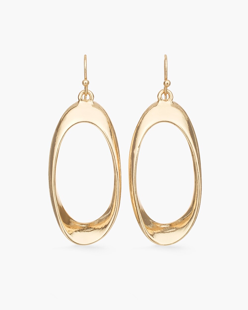 Sleek Gold-Tone Drop-Hoop Earrings