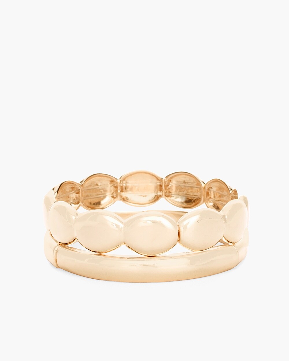 Sleek Gold-Tone Stretch Bracelet Set