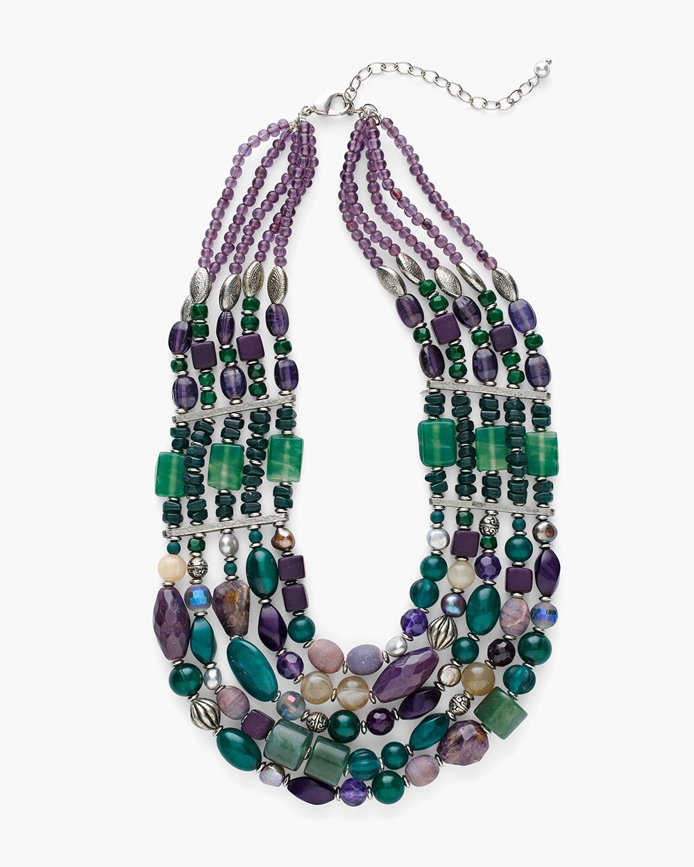 Green and Purple Bib Necklace
