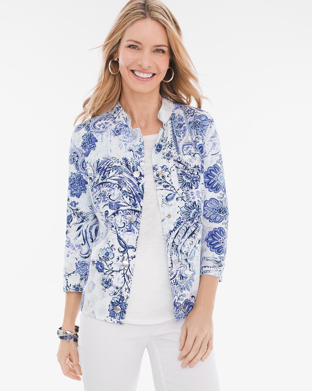 Reversible Indigo-Floral Linen Jacket