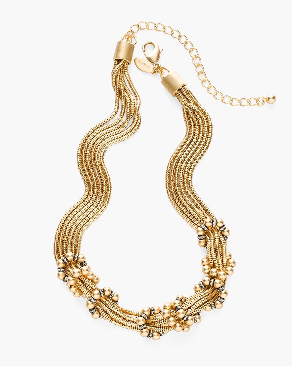 Short Gold-Tone Beaded Sparkle Necklace