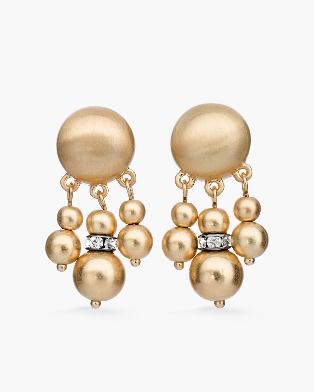 Gold-Tone Beaded Sparkle Drop Earrings