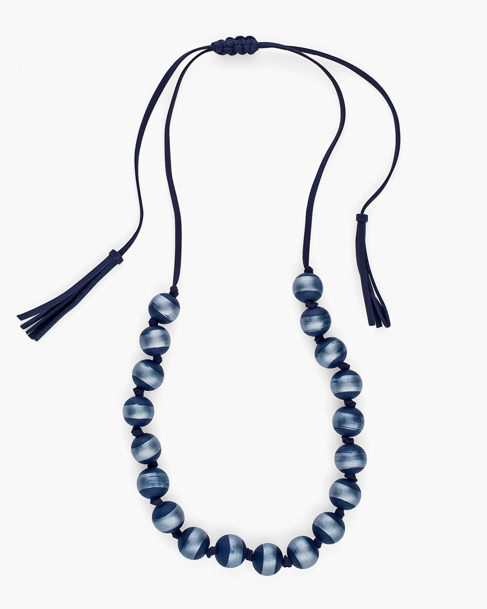 Long Blue Beaded Single-Strand Necklace