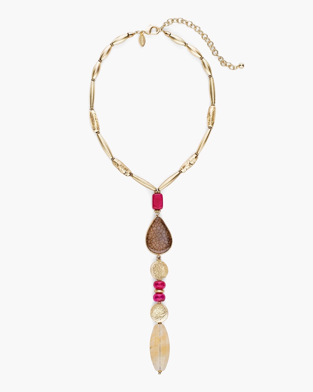 Gold-Tone and Pink Y-Necklace