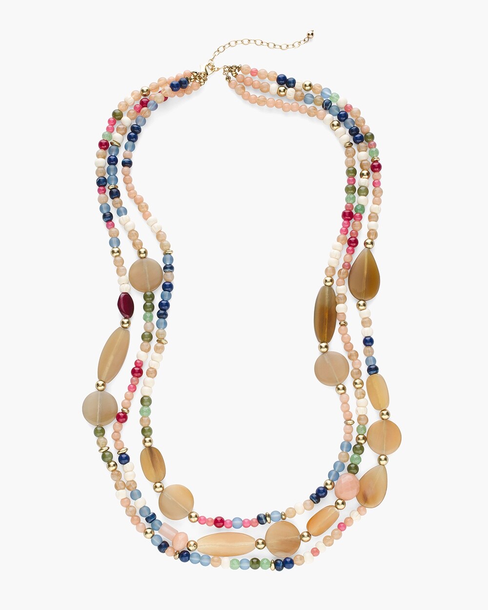Multi-Colored Mixed-Bead Multi-Strand Necklace