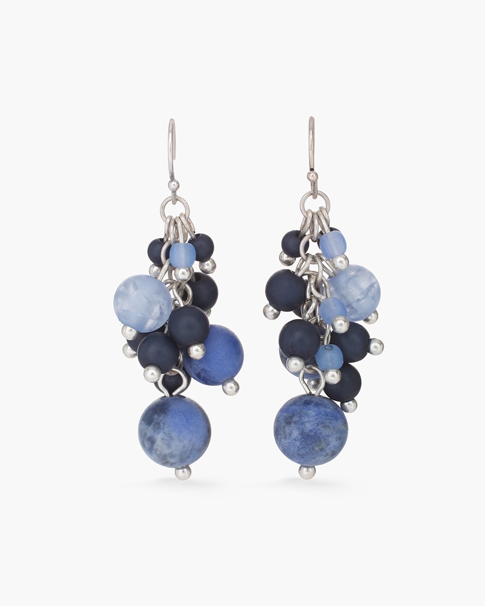 Blue Beaded Cluster Earrings