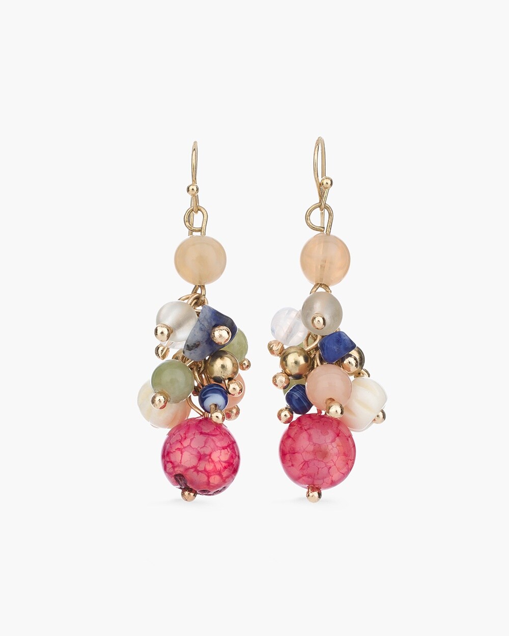 Multi-Colored Mixed-Bead Cluster Earrings