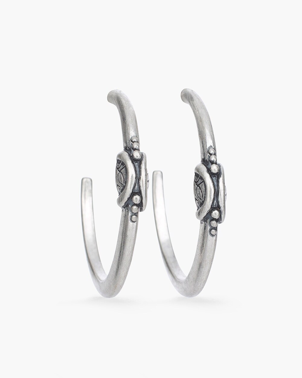 Silver-Tone Artisan Hoop Earrings