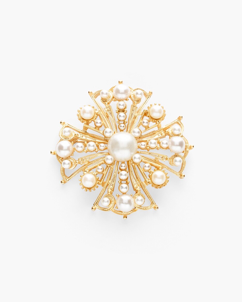 Gold-Tone and Faux-Pearl Pin