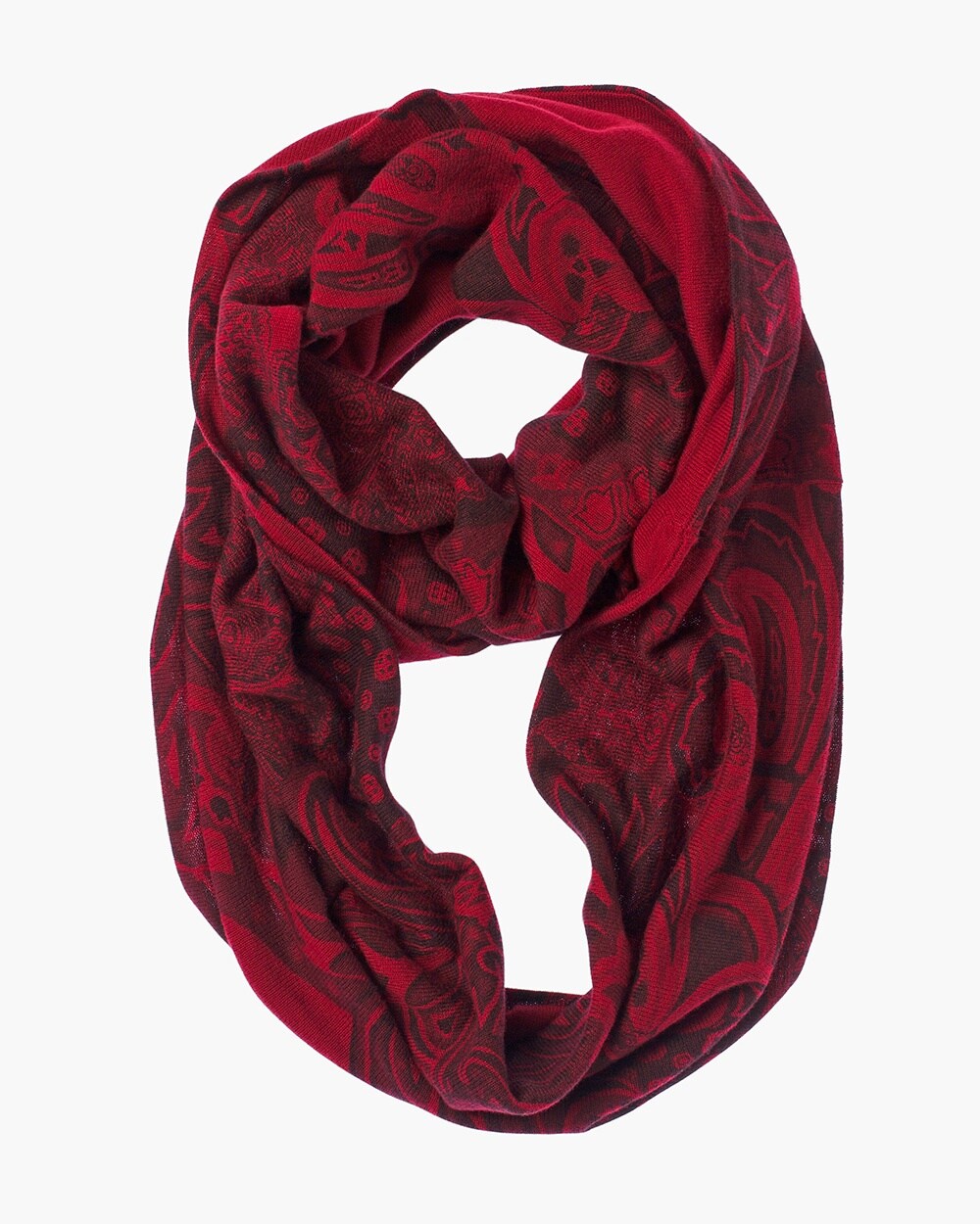 Reversible Red-Printed Infinity Scarf